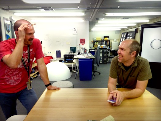 Joby Harris (left) and Dan Goods in "The Studio" at JPL. (NASA/JPL)