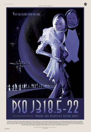 Most fully Art Deco poster of a planet with no sun, created for a science gathering. (NASA/JPL)