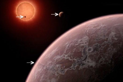 Artist's impression of the two planets in the Trappist-1 solar system. These worlds have sizes, temperatures and potentially atmospheres similar to those of Venus and Earth. Some believe they may be the best targets found so far for the search for life outside the solar system. They are the first planets ever discovered around such a tiny and dim star. (Nasa/ESA/STScI)